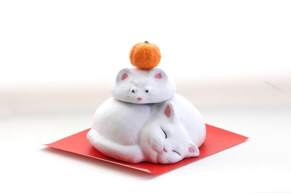 猫に鼠鏡餅 【国内送料無料】
