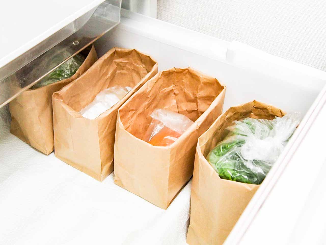セリア 野菜室収納にとっておきのアイテム ガゼットバッグ を使ってみた イエモネ