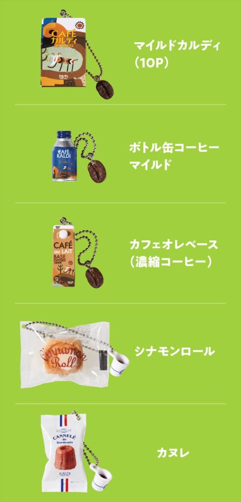 カルディコーヒーファーム「ミニチュアチャーム」全5種