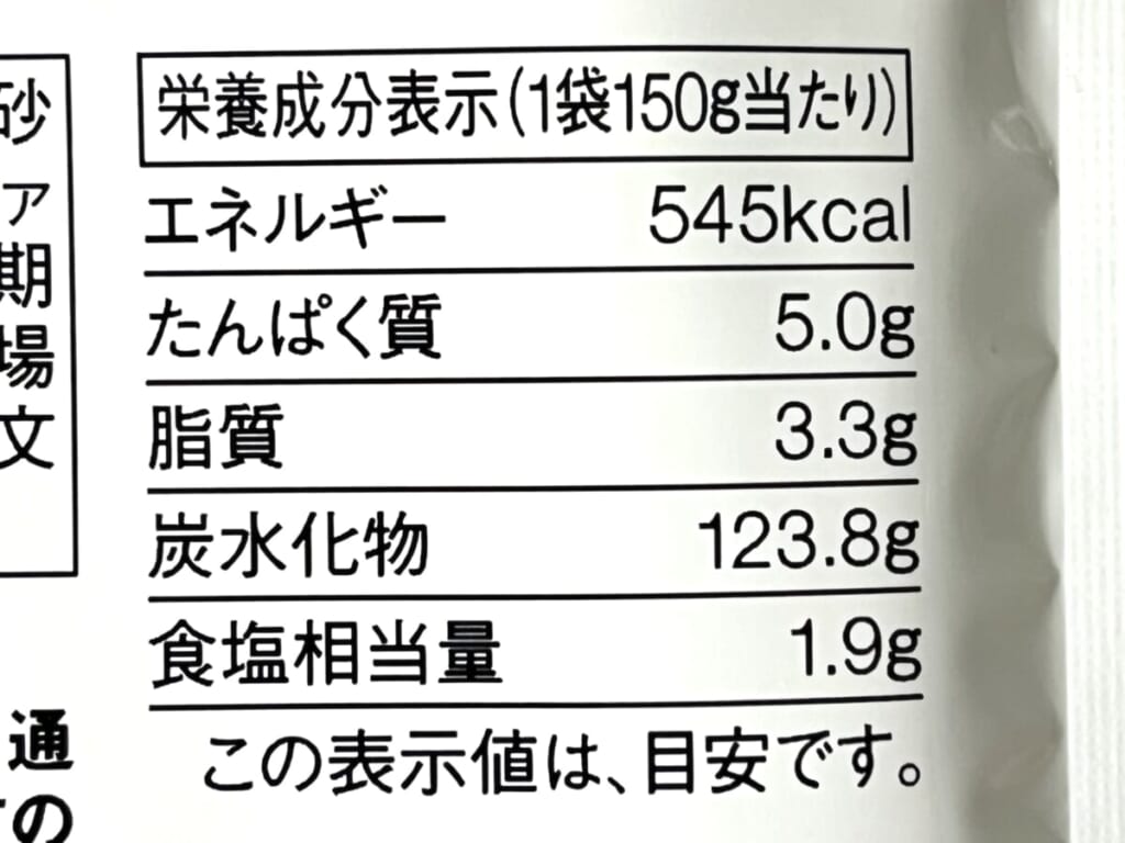 無印良品「米粉のパンケーキ」の栄養成分一覧