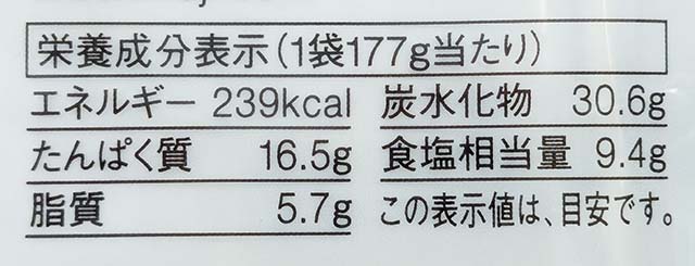 「炊き込みごはんの素　かしわめし」栄養成分表示