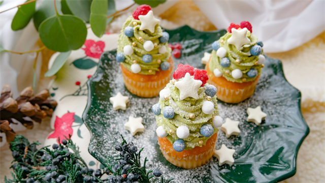 クリスマスにぴったりのカップケーキ