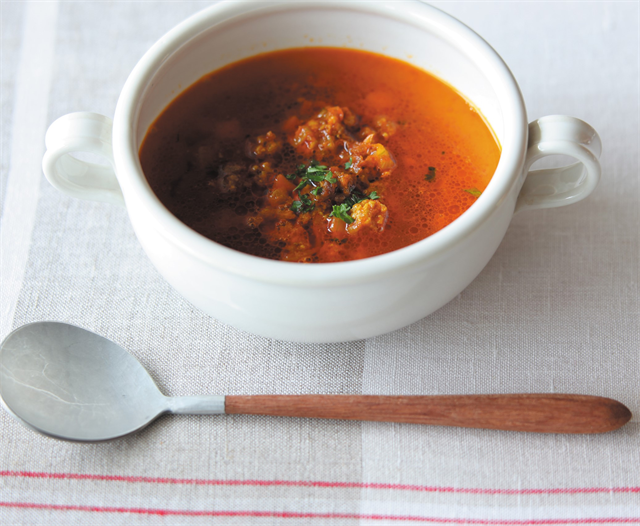 ひき肉のトマトカレースープ玉