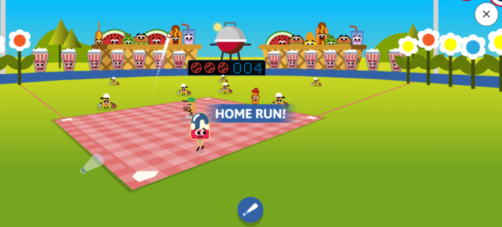 Google　ミニゲーム　無料　野球ゲーム　BBQ ball game　遊び方