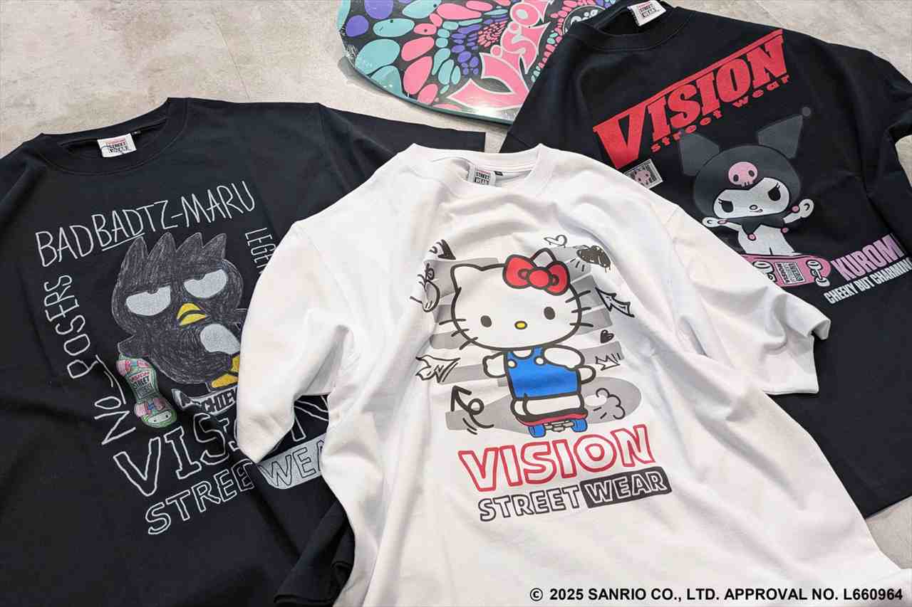 ハローキティ、クロミ、バッドばつ丸とストリートブランド 「VISION STREET WEAR」のコラボTシャツ