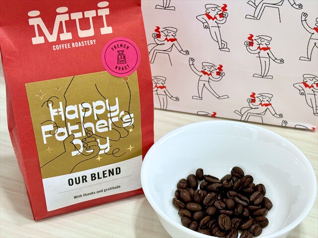 父の日限定 OUR BLEND 豆とパッケージ並び