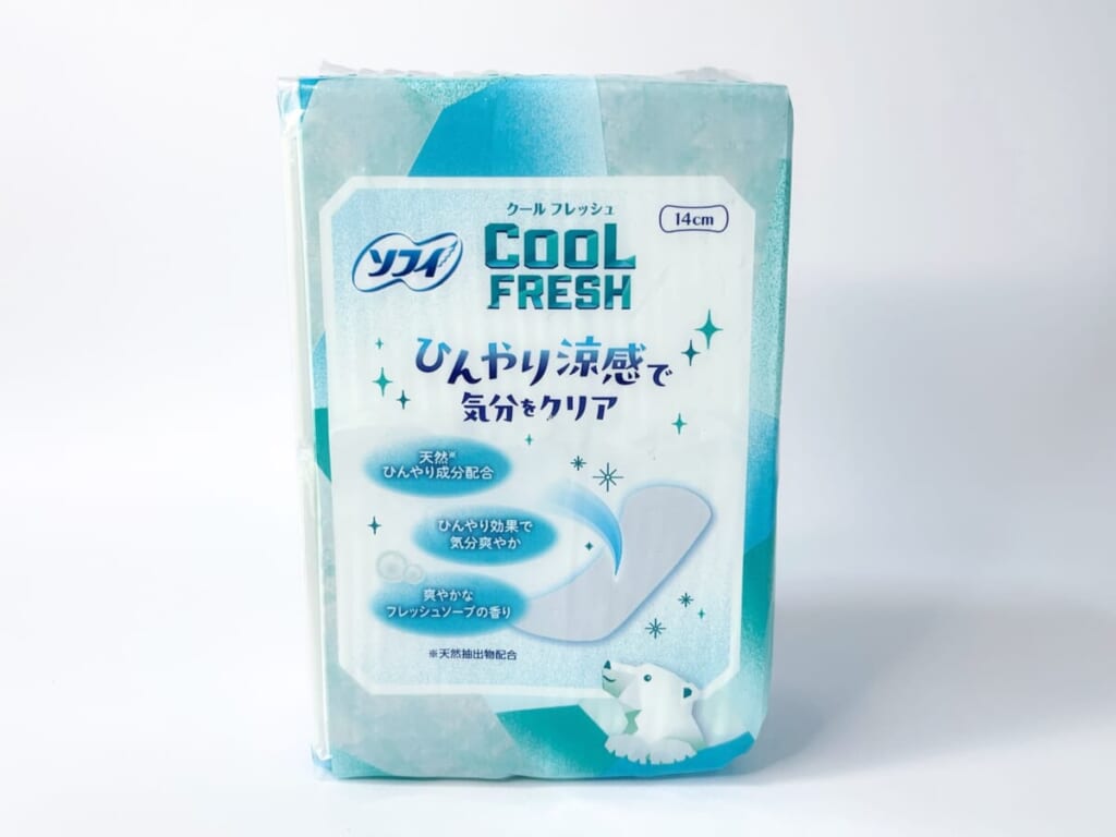 ソフィ「涼感おりものシート COOL FRESH®(クールフレッシュ)」のパッケージ裏面