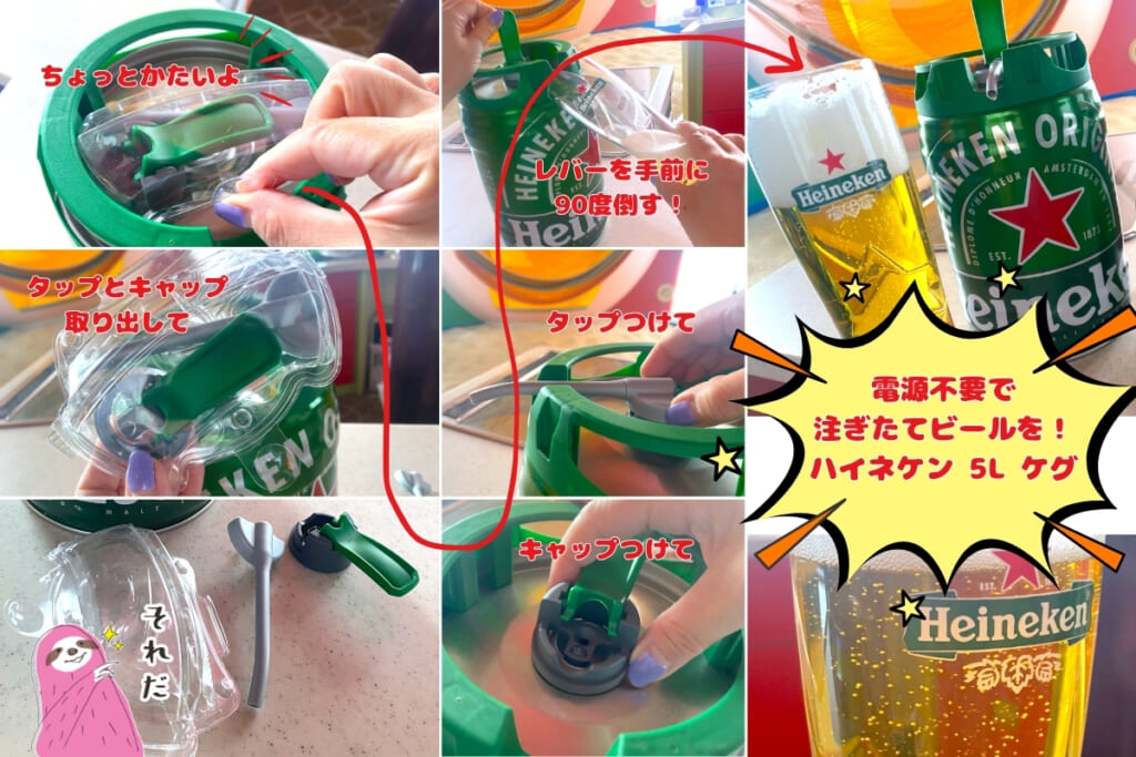 ハイネケン 5L ケグ タップ キャップ 取り付け方 注ぎ方 使い方