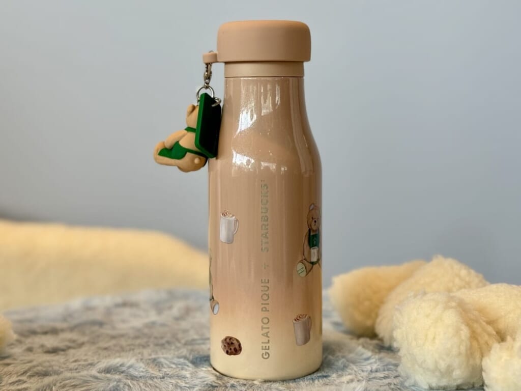 「gelato pique リッドカバーベアチャーム付きステンレスボトル モカベージュ 473ml」7,500円