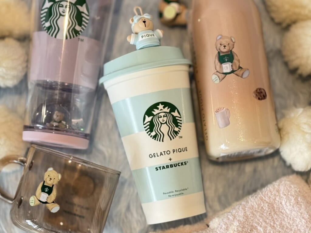 gelato pique ボーダーリユーザブルカップ ミントグリーン 473ml』¥800