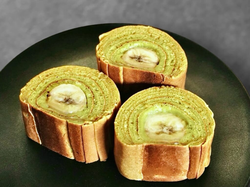 卵焼き器で作る「バナナバームクーヘン」の抹茶風味