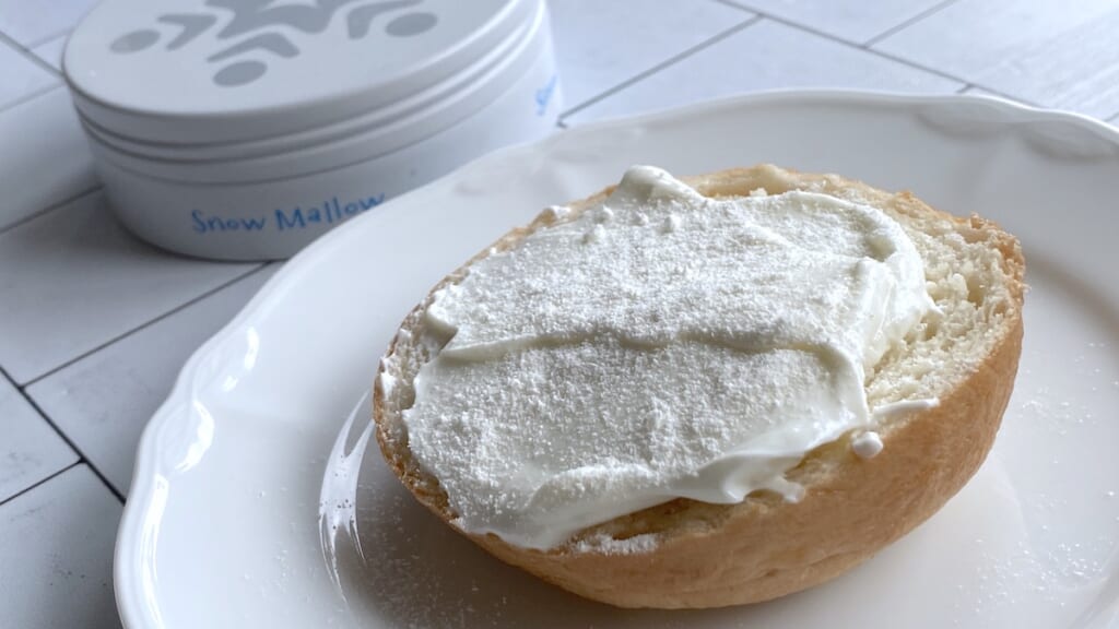 カンロ　スノーマロウ　アレンジレシピ　粉雪パン　ギリシャヨーグルト