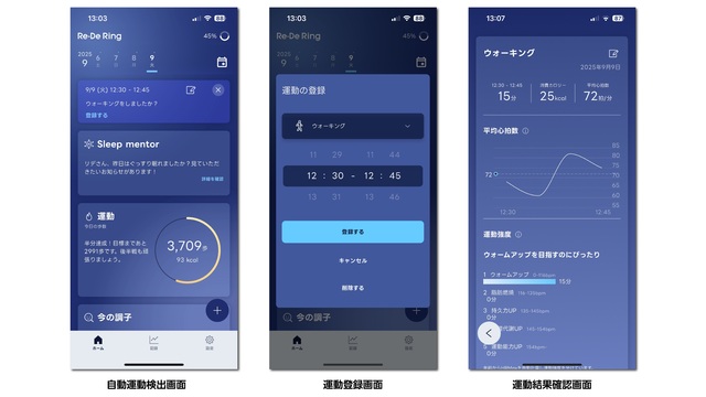 睡眠や運動の状況などを可視化できる
