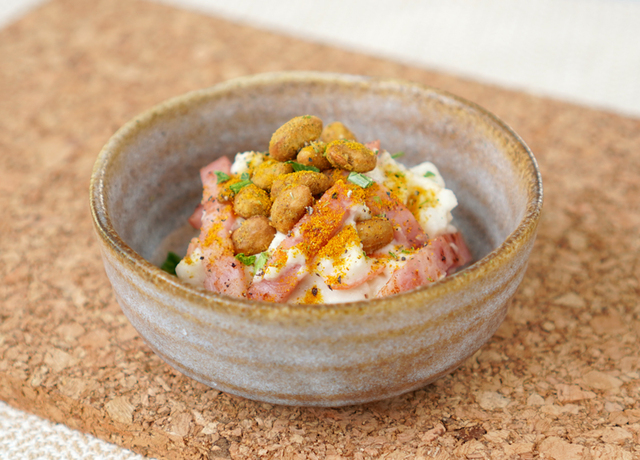 ちょいつま納豆(カレー味)＋ポテトサラダ