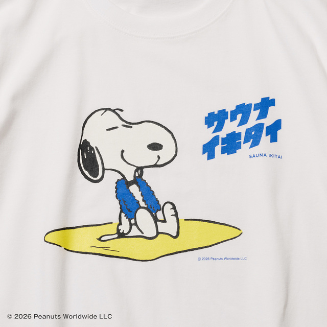 PEANUTS×サウナイキタイ Tシャツ ホワイト 柄アップ