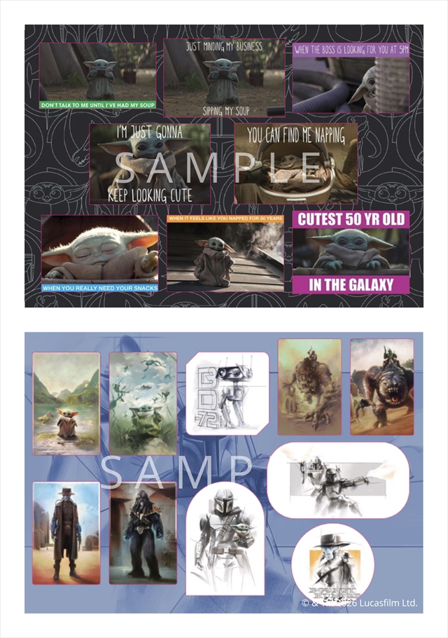STAR WARS THE MANDALORIAN AND GROGU Postcard AND Sticker Book 2
